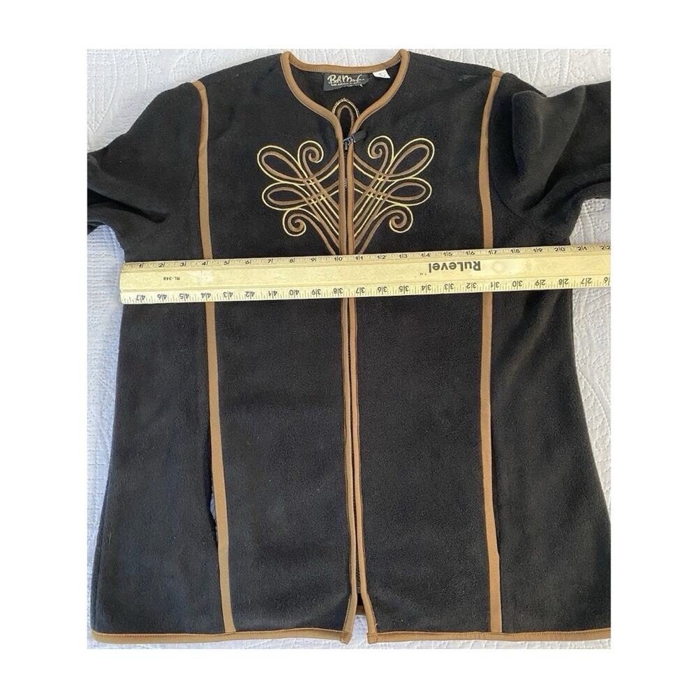 Bob Mackie Sz S Wearable Art Fleece Jacket L/S Women's Embroidered Full Zip - Picture 6 of 8